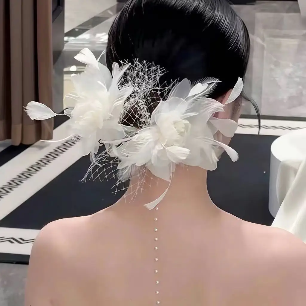 Bridal White Flower Hair Accessories Bow Mesh Feather Tassel Ribbon Headdress Barrettes Beautiful
Bridal White Flower Hair Accessories Bow Mesh Feather Tassel Ribbon Headdress Barrettes Beautiful