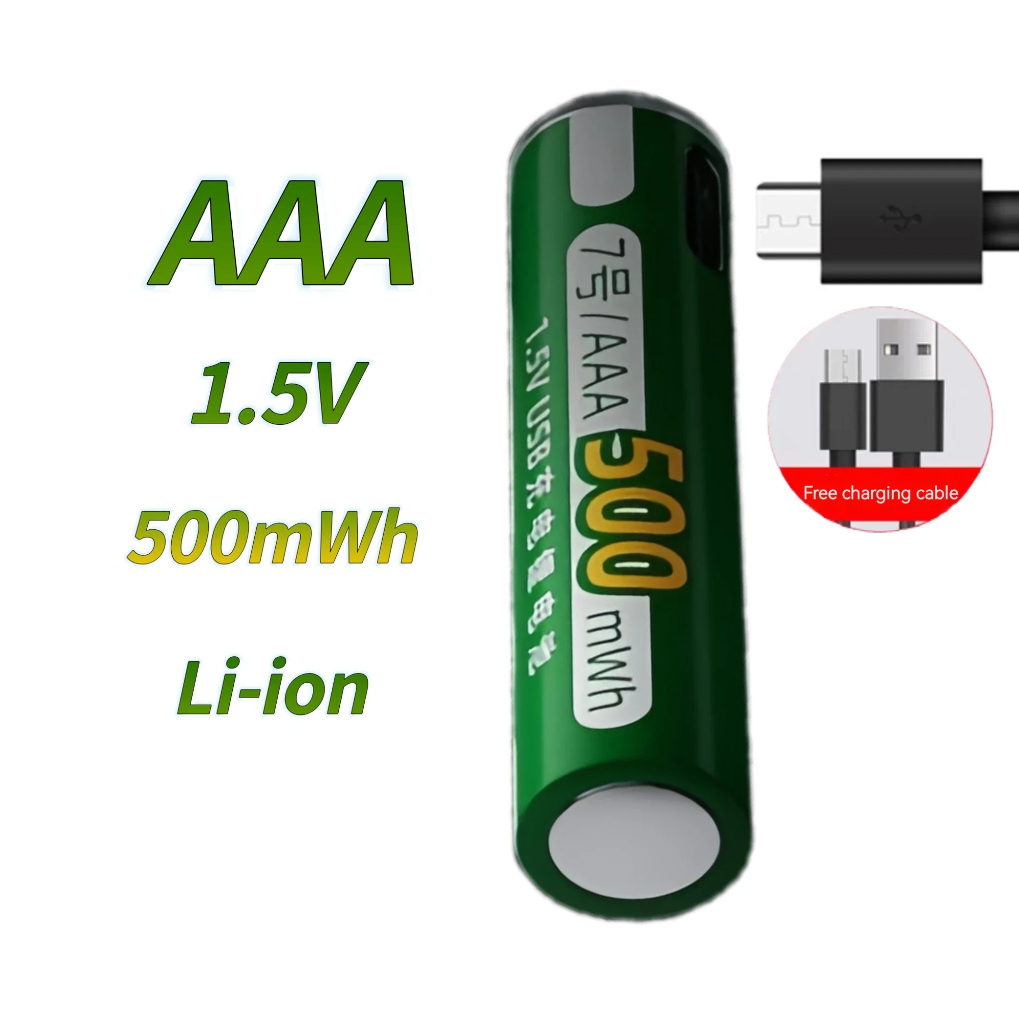 AAA rechargeable battery 1.5V 500mWh USB Type-C Lithium Battery for Mouse Monitor Radio Consoles gamepads Toy Camera Keyboard
AAA rechargeable battery 1.5V 500mWh USB Type-C Lithium Battery for Mouse Monitor Radio Consoles gamepads Toy Camera Keyboard