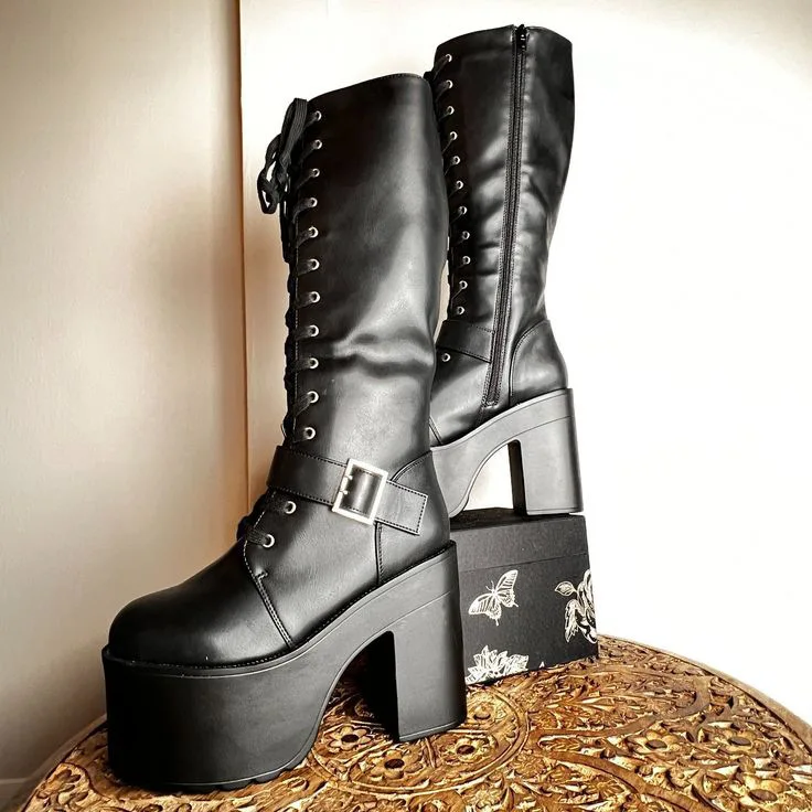 Women Violets Block High Heel Buckle Decor Zip Boots Luxury Knee High Round Toe Spring Boots Lady Fashion Shoes Zapatillas Mujer
Women Violets Block High Heel Buckle Decor Zip Boots Luxury Knee High Round Toe Spring Boots Lady Fashion Shoes Zapatillas Mujer