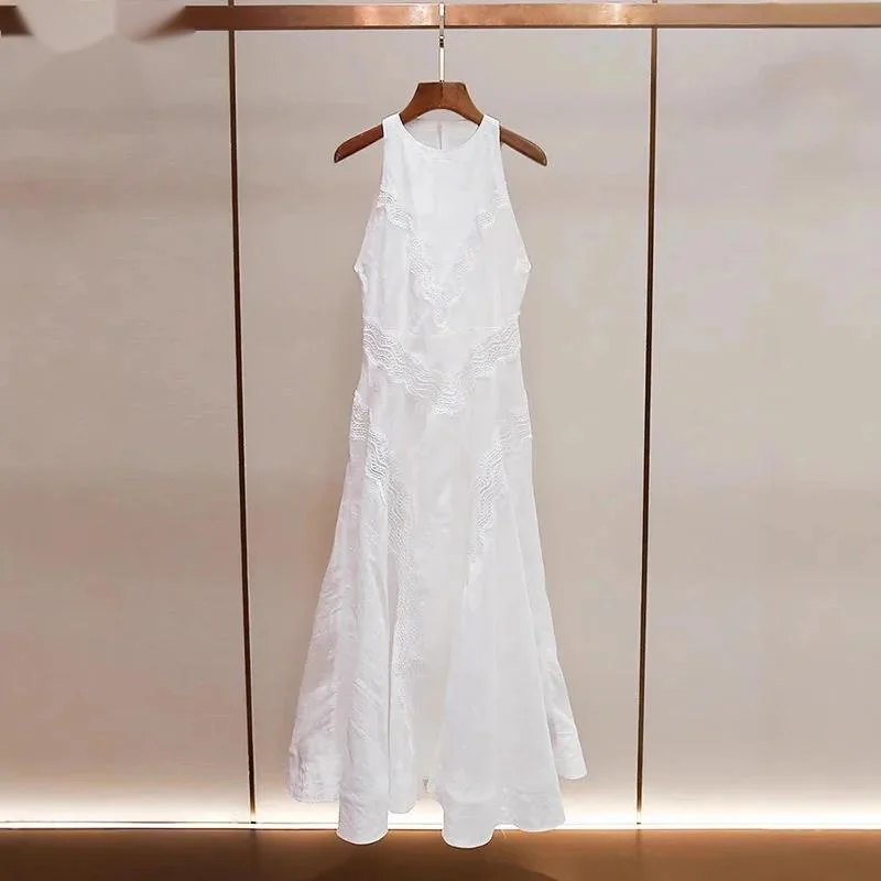 Fashion White Hook Flower Hollow Dress Women's Round Neck Slim High Waist A-line Dresses Summer New 3UIEQ
Fashion White Hook Flower Hollow Dress Women's Round Neck Slim High Waist A-line Dresses Summer New 3UIEQ