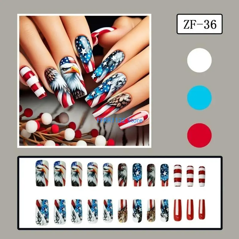 Y1UF Independence Day Inspired 24 Pieces Press on Acrylic Set Cartoon Stars And Flag Designs For Nail Art Lover
Y1UF Independence Day Inspired 24 Pieces Press on Acrylic Set Cartoon Stars And Flag Designs For Nail Art Lover