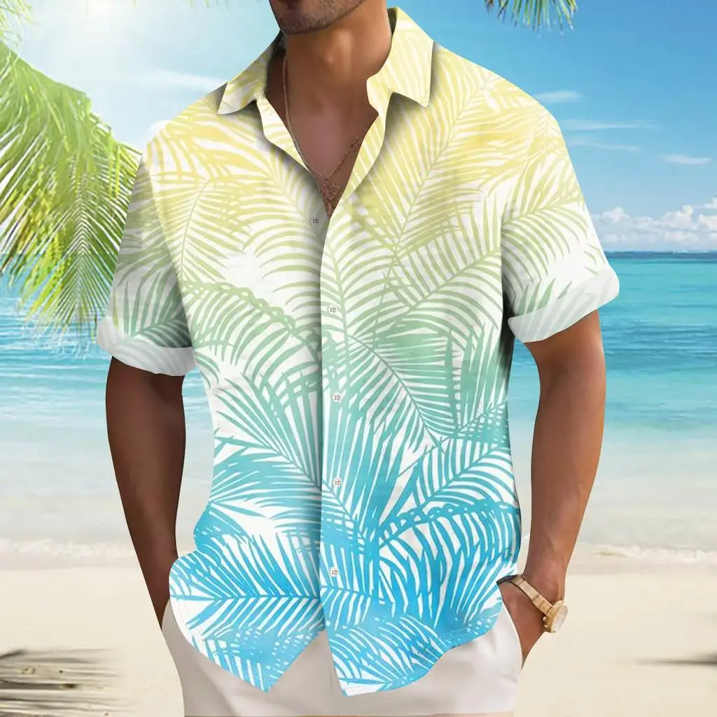 Summer Men Hawaiian Shirts 3D Print Palm Leaf Lapel Unisex Fashion Short Sleeve Shirt Simple Popular Button Down Women Blouse
Summer Men Hawaiian Shirts 3D Print Palm Leaf Lapel Unisex Fashion Short Sleeve Shirt Simple Popular Button Down Women Blouse