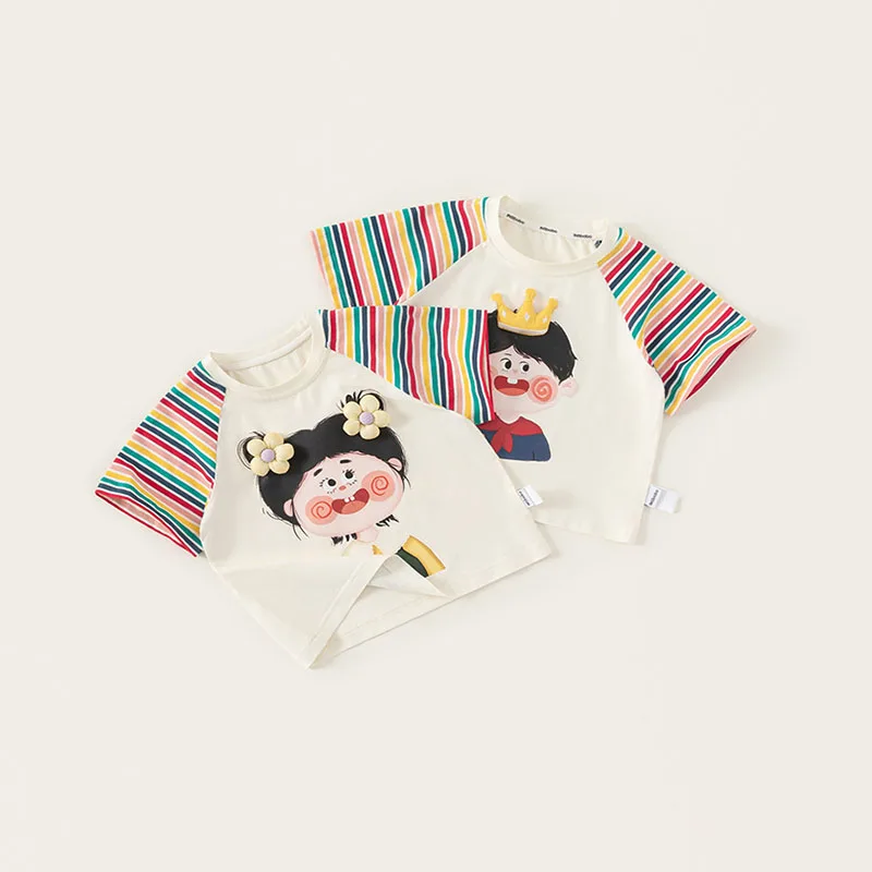 Baby Boy Clothes Korean Cartoon Printed Colorful Stripe Sleeve Summer Short Sleeve T-Shirt Boys Girls Spring Outing Casual Top
Baby Boy Clothes Korean Cartoon Printed Colorful Stripe Sleeve Summer Short Sleeve T-Shirt Boys Girls Spring Outing Casual Top