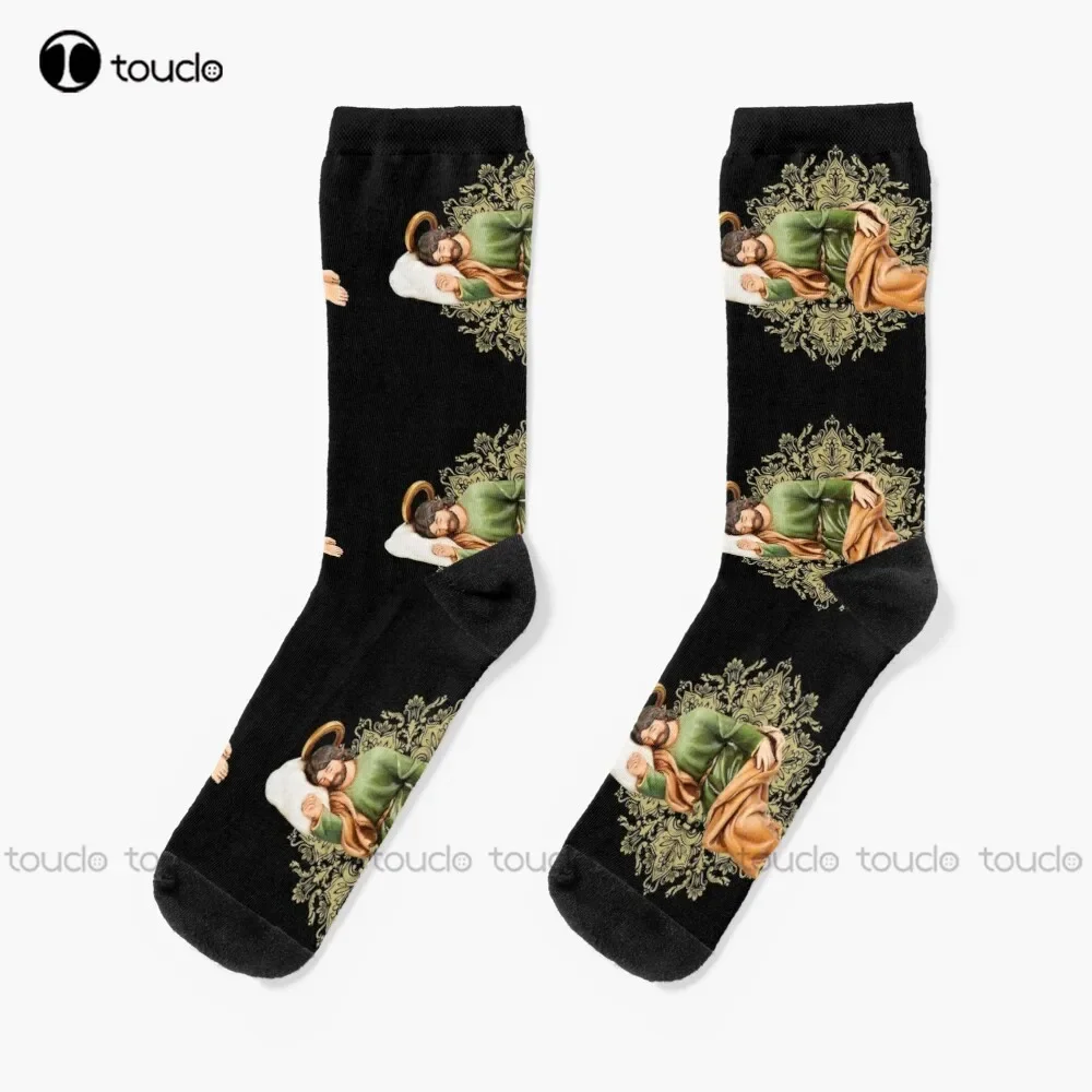 Saint Joseph Sleeping Socks Womens Black Socks 360° Digital Print Unisex Adult Teen Youth Socks Personalized Custom Gift
Saint Joseph Sleeping Socks Womens Black Socks 360° Digital Print Unisex Adult Teen Youth Socks Personalized Custom Gift
