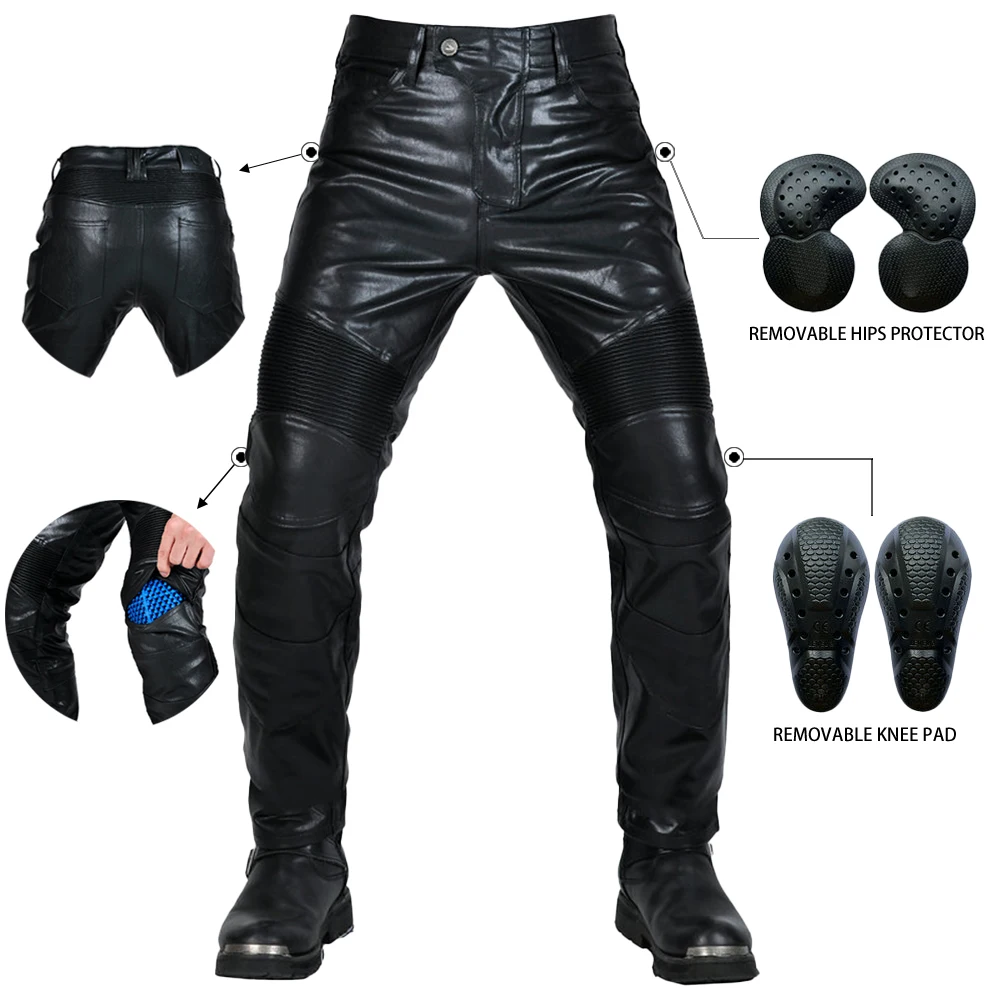 New Motorcycle Jeans PU Leather Biker Trousers Waterproof Windproof Men Racing With 4X CE Knee Hip Pad Motocross Riding Pants
New Motorcycle Jeans PU Leather Biker Trousers Waterproof Windproof Men Racing With 4X CE Knee Hip Pad Motocross Riding Pants