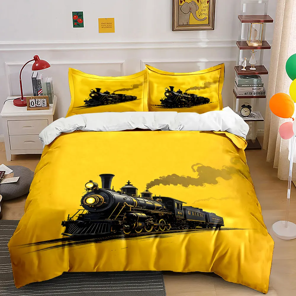 Black steam train yellow background Print Soft Comfortable Duvet Cover Bedding Set Included 1*Duvet Cover 2*Pillowcases
Black steam train yellow background Print Soft Comfortable Duvet Cover Bedding Set Included 1*Duvet Cover 2*Pillowcases