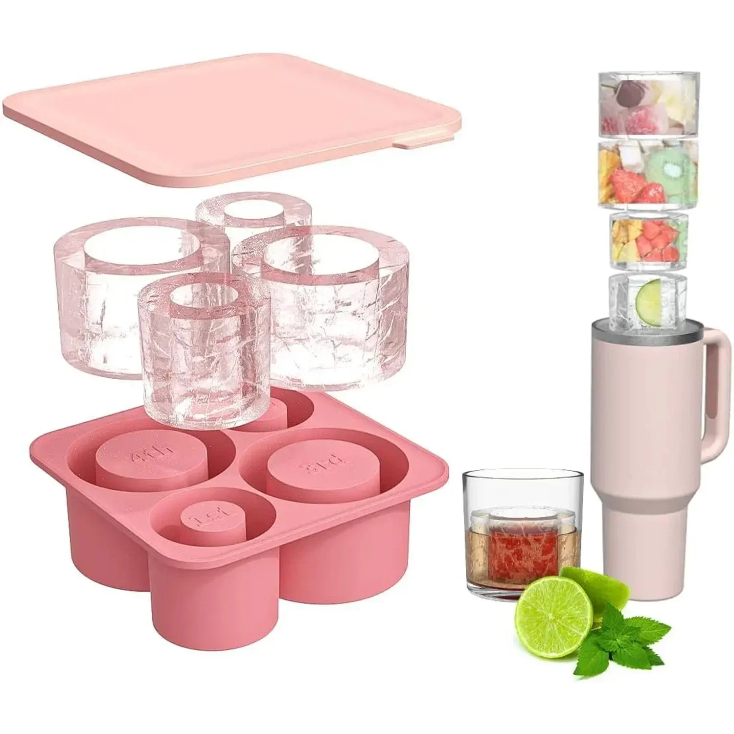 Ice Cube Tray Mold for Tumbler Stanley Cup Silicone Cylinder Ice Cube Maker Mold with Lid For 20oz 30oz 40oz
Ice Cube Tray Mold for Tumbler Stanley Cup Silicone Cylinder Ice Cube Maker Mold with Lid For 20oz 30oz 40oz