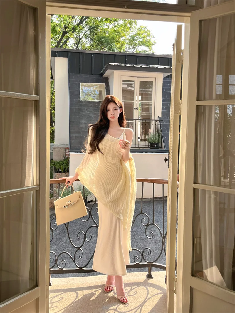 Women's Fashion Autumn Set Satin Wrap Sunshade Shirt Long Sleeve Shift Dress Two-Piece Suit Regular Length Universal Fit
Women's Fashion Autumn Set Satin Wrap Sunshade Shirt Long Sleeve Shift Dress Two-Piece Suit Regular Length Universal Fit