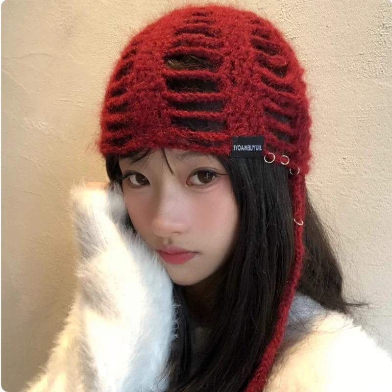 Korean Hand-crocheted Iron Ring Hollow Knitted Hat Autumn and Winter Niche Fringed Lace-up Short-brimmed Beanie Caps for Women
Korean Hand-crocheted Iron Ring Hollow Knitted Hat Autumn and Winter Niche Fringed Lace-up Short-brimmed Beanie Caps for Women