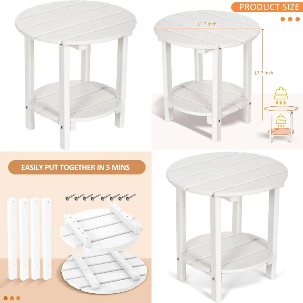Compact 2-Tier Outdoor Side Table, 17.7 Patio End Table, Weather-Resistant HDPE Plastic, Easy Assembly, Poolside & Garden Use, W
Compact 2-Tier Outdoor Side Table, 17.7 Patio End Table, Weather-Resistant HDPE Plastic, Easy Assembly, Poolside & Garden Use, W