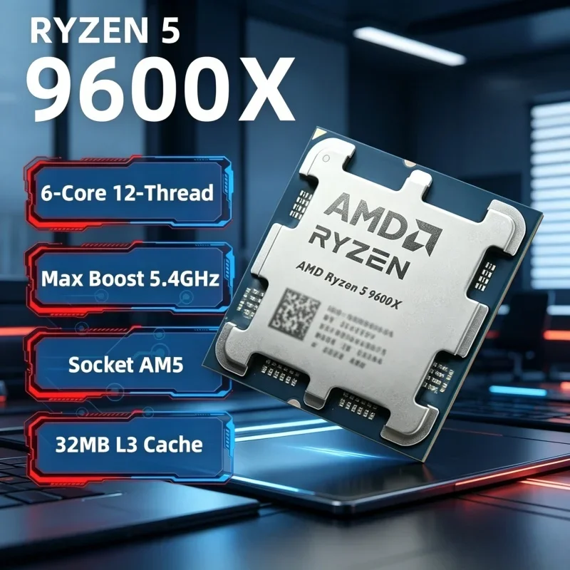 Gaming Loose CPU AMD Ryzen 5 9600X 6 Cores 12 Threads Max Boost 5.4GHz 32MB L3 Cache AM5 Works Well with B850 X870 Series
Gaming Loose CPU AMD Ryzen 5 9600X 6 Cores 12 Threads Max Boost 5.4GHz 32MB L3 Cache AM5 Works Well with B850 X870 Series
