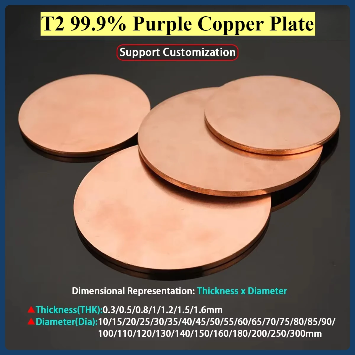 T2 Purple Copper Plate Copper Disc 99.9% Pure Copper Round Plate Circular Sheet Processing Customized Thk 0.3-1.6mm Dia 10-300mm
T2 Purple Copper Plate Copper Disc 99.9% Pure Copper Round Plate Circular Sheet Processing Customized Thk 0.3-1.6mm Dia 10-300mm