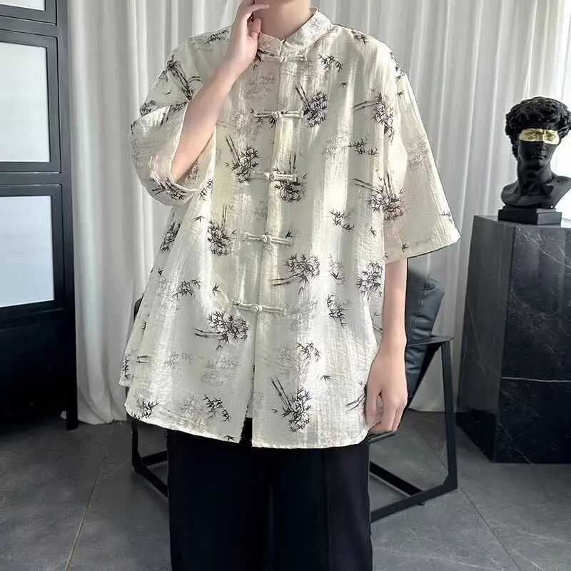 Summer Men's ort Sve irt Bamboo Print Casual Faion Chinese Sle Five-Quarter Sve Men's irt Youth Polyester...
Summer Men's ort Sve irt Bamboo Print Casual Faion Chinese Sle Five-Quarter Sve Men's irt Youth Polyester...