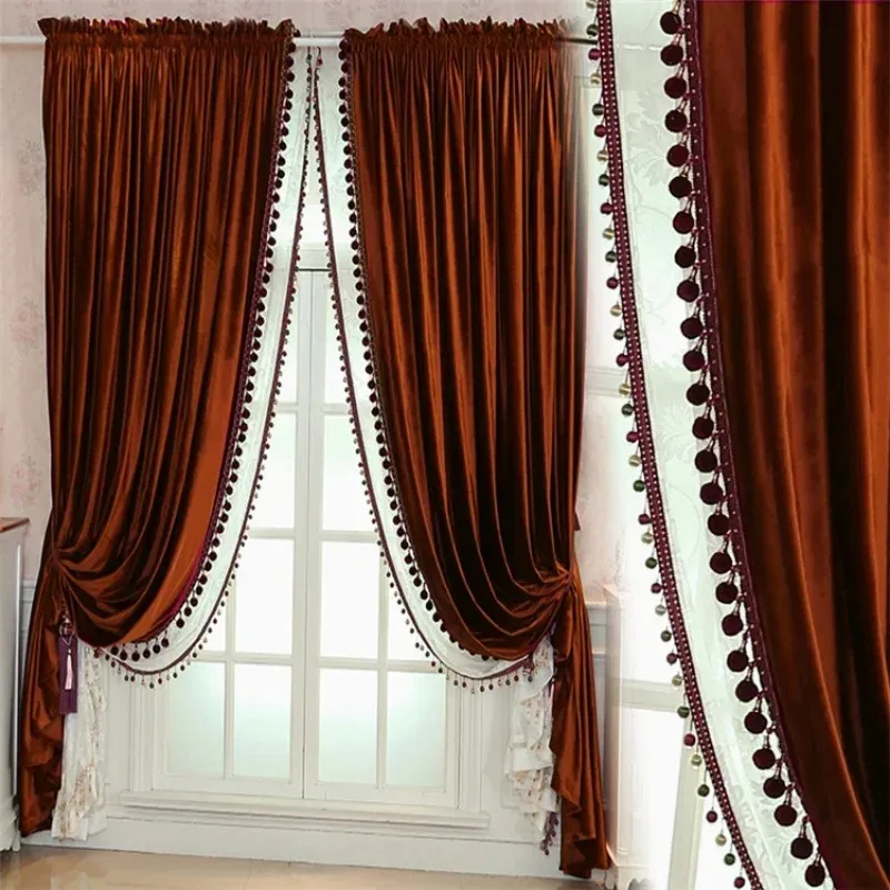 American Style Luxury Red Gold Velvet Villa Curtains for Living Dining Room Bedroom Tassel Modern Retro Blackout Custom Size
American Style Luxury Red Gold Velvet Villa Curtains for Living Dining Room Bedroom Tassel Modern Retro Blackout Custom Size