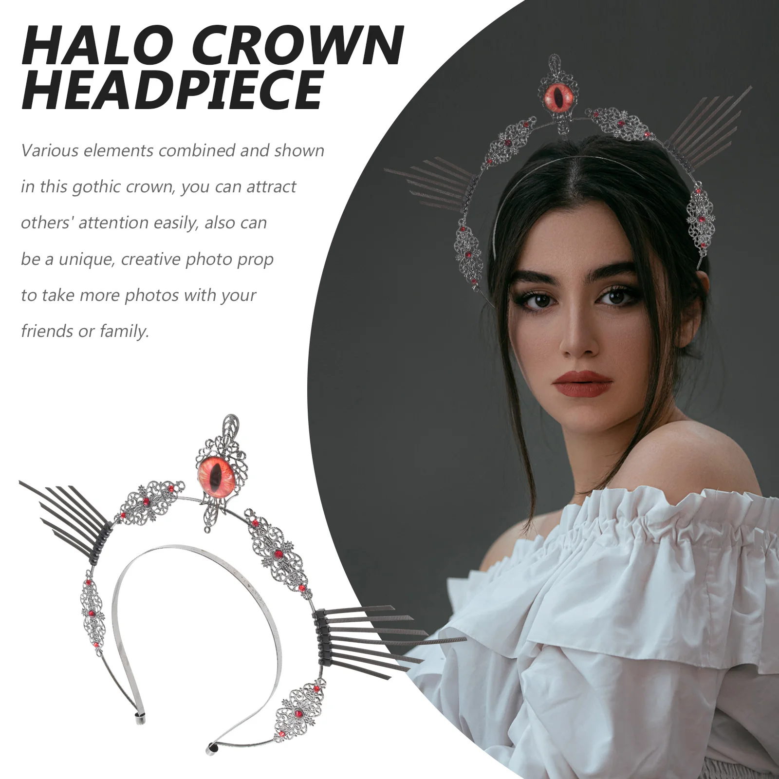 Gothic Crown Headpiece Dark Evil Eyeball Headb for Women Black Plastic Halloween Costume Adult Hair Accessory
Gothic Crown Headpiece Dark Evil Eyeball Headb for Women Black Plastic Halloween Costume Adult Hair Accessory