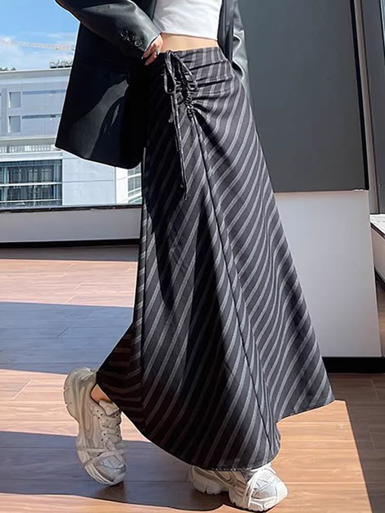 Ретро-юбка миди с завязками на талии, в полоску, свободного кроя, А-силуэт, для весны и лета, женская, с высокой талией
Ретро-юбка миди с завязками на талии, в полоску, свободного кроя, А-силуэт, для весны и лета, женская, с высокой талией