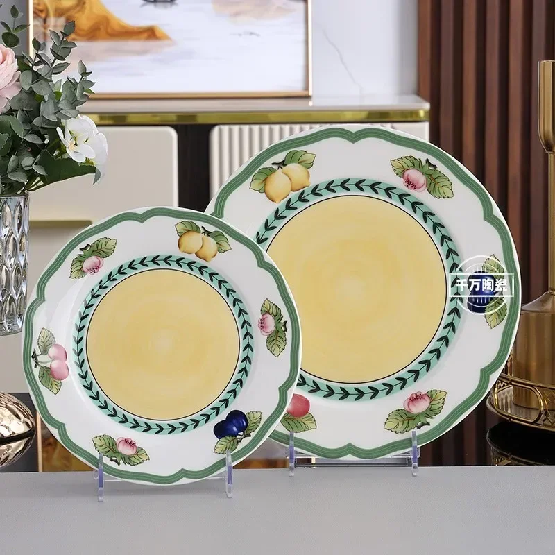 European pastoral style fruit chart, light luxury dessert, Western food plate, oblique mouth coffee cup, anti scalding hand
European pastoral style fruit chart, light luxury dessert, Western food plate, oblique mouth coffee cup, anti scalding hand