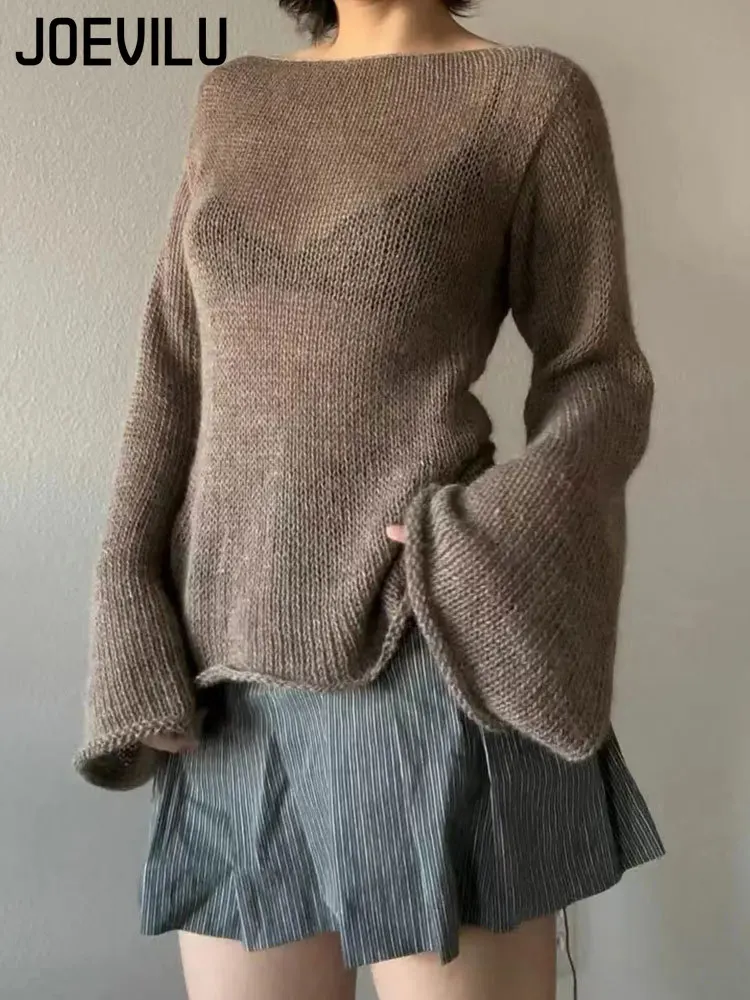 Vintage Hollow Out Sweater Women's Sexy Bandage Backless Flared Long Sleeved Pullover Autumn Streetwear Outfit Casual Loose Tops
Vintage Hollow Out Sweater Women's Sexy Bandage Backless Flared Long Sleeved Pullover Autumn Streetwear Outfit Casual Loose Tops