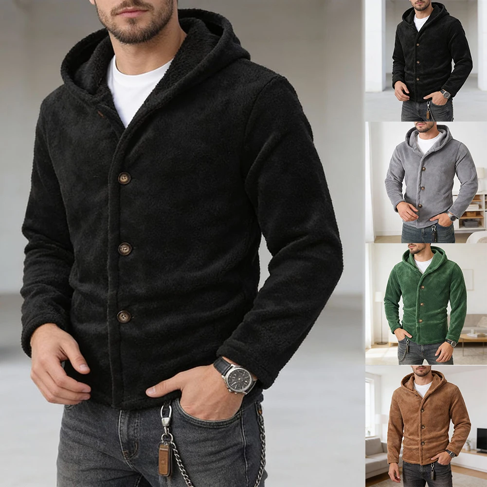 Зимняя мужская теплая куртка, фланелевая плюшевая повседневная куртка с капюшоном, свободная домашняя одежда на пуговицах, кардиган, верхняя одежда, куртки
Зимняя мужская теплая куртка, фланелевая плюшевая повседневная куртка с капюшоном, свободная домашняя одежда на пуговицах, кардиган, верхняя одежда, куртки