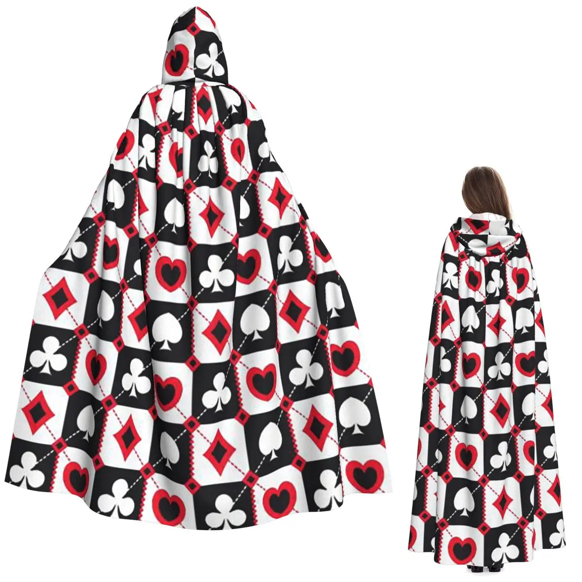 Playing Card Ace Of Spades And Hearts Print Long Hooded Cloak Witch Medieval Costume Cosplay Cape HalloweenParty Adult Unisex
Playing Card Ace Of Spades And Hearts Print Long Hooded Cloak Witch Medieval Costume Cosplay Cape HalloweenParty Adult Unisex