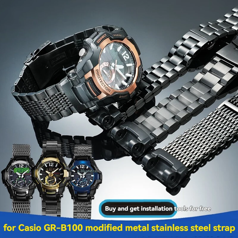 Ремешок для часов GR-B100 из нержавеющей стали для Casio G-Shock — металлический ремешок Black Knight 5536 GR-B100-1A, сверхпрочный мужской браслет
Ремешок для часов GR-B100 из нержавеющей стали для Casio G-Shock — металлический ремешок Black Knight 5536 GR-B100-1A, сверхпрочный мужской браслет