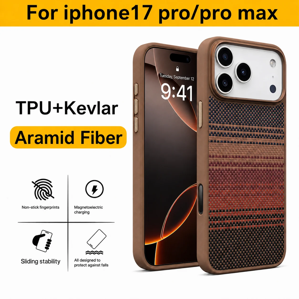 100% Kevlar Aramid Carbon Fiber+TPU Case For iPhone17 Pro/Pro Max With Magsafe Luxury Cover Magnetic Ultra-Thin Phone Case
100% Kevlar Aramid Carbon Fiber+TPU Case For iPhone17 Pro/Pro Max With Magsafe Luxury Cover Magnetic Ultra-Thin Phone Case