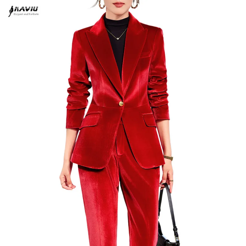 NAVIU High End Suits Women New Autumn Winter Professional Business Temperament Slim Blazer And Pants Office Ladies Work Wear
NAVIU High End Suits Women New Autumn Winter Professional Business Temperament Slim Blazer And Pants Office Ladies Work Wear