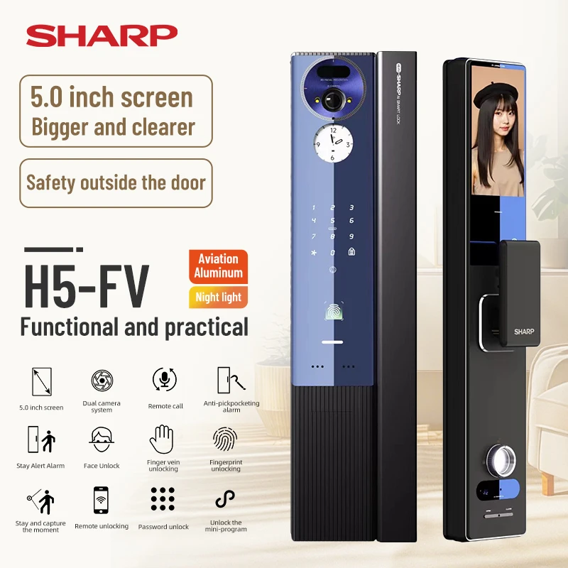 Sharp H5 Cat Eye Large 3D Face Palm Vein Recognition Anti-Theft Aluminum Alloy Door Lock WIFI Digital Sapphire Panel Wood Cloud
Sharp H5 Cat Eye Large 3D Face Palm Vein Recognition Anti-Theft Aluminum Alloy Door Lock WIFI Digital Sapphire Panel Wood Cloud