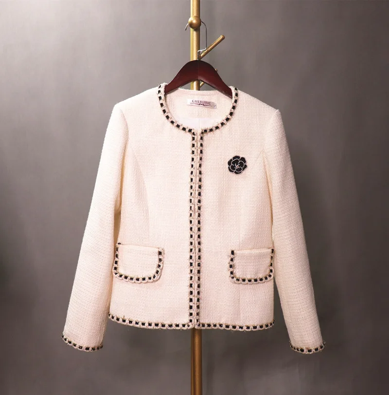 Spring Autumn New Designer Women's High Quality White O-neck Tweed Jackets Coat C099
Spring Autumn New Designer Women's High Quality White O-neck Tweed Jackets Coat C099