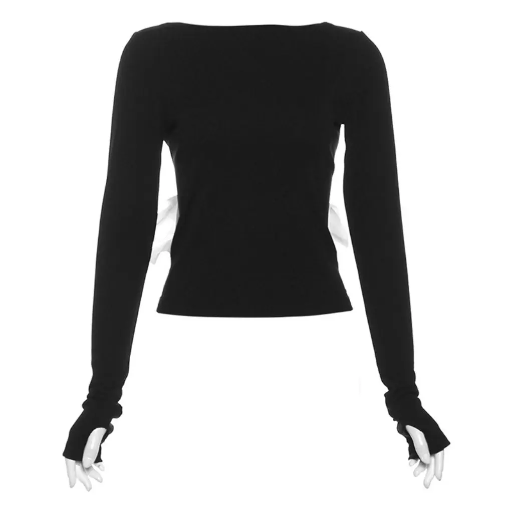 Summer New Women's Slim Fit T-shirt Solid Color round Neck Backless Long Sleeve Fashion Top for European And American Style
Summer New Women's Slim Fit T-shirt Solid Color round Neck Backless Long Sleeve Fashion Top for European And American Style