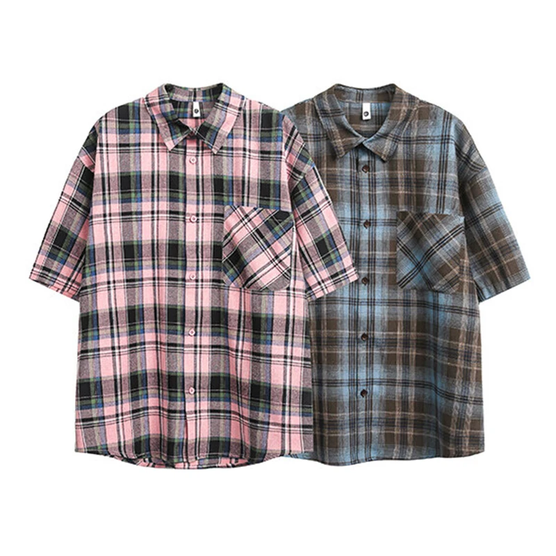Summer Vintage Plaid Shirts Men Fashion American High Street Harajuku Couples Teens Cozy Youthful Trendy All-match Loose Shirt
Summer Vintage Plaid Shirts Men Fashion American High Street Harajuku Couples Teens Cozy Youthful Trendy All-match Loose Shirt