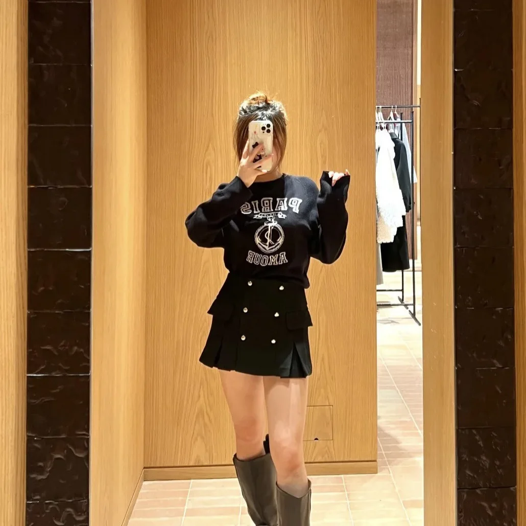 Dark Blue Women Letter Knit Sweater Round Neck Ribbed Long Sleeve Pullover 2026 New Spring
Dark Blue Women Letter Knit Sweater Round Neck Ribbed Long Sleeve Pullover 2026 New Spring