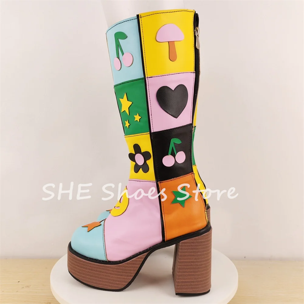 Lolita Girl Lovely Mixed Color Appliques Boots Y2K Design Flowers Decor Long Boots Chunky Platform Square Heel Knee Hight Boots
Lolita Girl Lovely Mixed Color Appliques Boots Y2K Design Flowers Decor Long Boots Chunky Platform Square Heel Knee Hight Boots