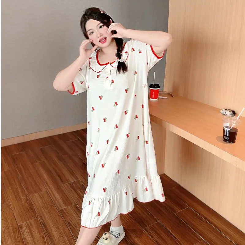 3XL-6XL Plus Size Cloud Cotton Nightdress Women Summer Sweet Girl Student Print Homedress Doll Collar Short Sleeve Loose Pajamas
3XL-6XL Plus Size Cloud Cotton Nightdress Women Summer Sweet Girl Student Print Homedress Doll Collar Short Sleeve Loose Pajamas