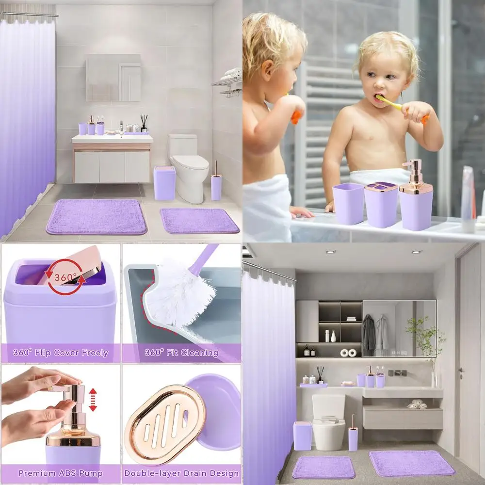 Light Purple Ombre Shower Curtain Set with Matching Rugs and Hooks, Lavender Bathroom Accessories for a Complete Home Upgrade
Light Purple Ombre Shower Curtain Set with Matching Rugs and Hooks, Lavender Bathroom Accessories for a Complete Home Upgrade