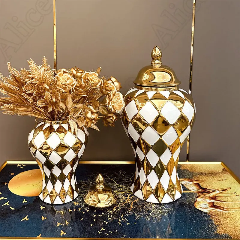Electroplated Golden Ceramic Flower Vase Living Room Decoration Flower Arrangement Vases Bedside Table Decorative Jar Home Decor
Electroplated Golden Ceramic Flower Vase Living Room Decoration Flower Arrangement Vases Bedside Table Decorative Jar Home Decor