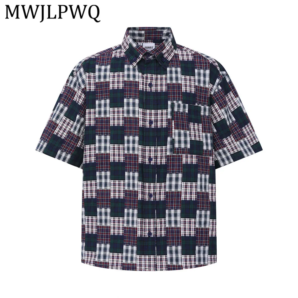 MWJLPWQ Streetwear Patchwork Plaid Shirt For Men Trendy Japanese Fashion Oversized Short Sleeve Button Up Summer Tops 15445
MWJLPWQ Streetwear Patchwork Plaid Shirt For Men Trendy Japanese Fashion Oversized Short Sleeve Button Up Summer Tops 15445