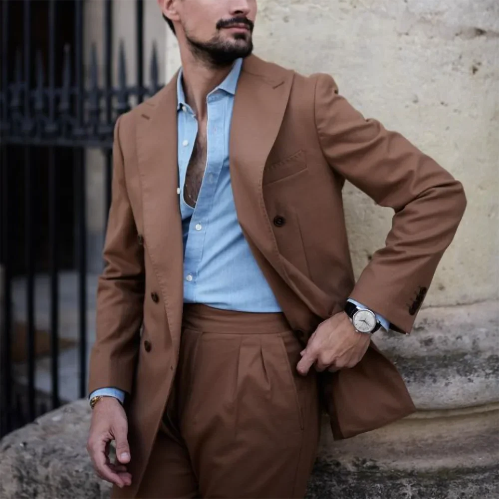 Formal Brown Men Suits 2 Piece Chic Peak Lapel Double Breasted Business Casual Wear Party Wedding Tuxedo Male Suit Slim Fit
Formal Brown Men Suits 2 Piece Chic Peak Lapel Double Breasted Business Casual Wear Party Wedding Tuxedo Male Suit Slim Fit