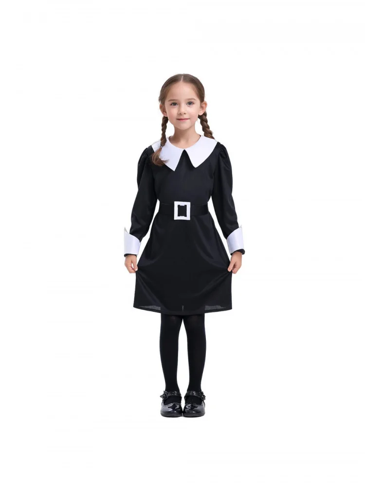 Black Long Sleeve Waist-Cinching Dress for Children's Halloween Adams Family Wednesday Role Play Performance Costume
Black Long Sleeve Waist-Cinching Dress for Children's Halloween Adams Family Wednesday Role Play Performance Costume
