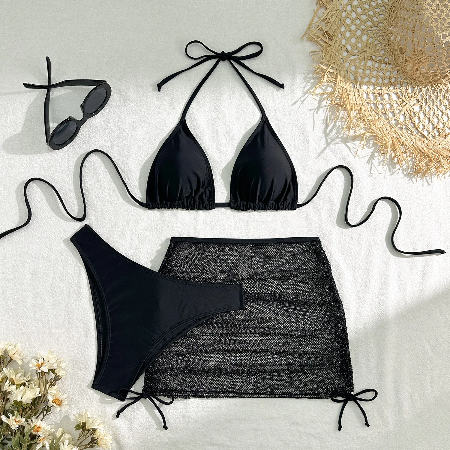 2026 New Women Sexy Solid Color Neck Strap Bandage Bikini Summer Fashion Three-piece Set Swimwear Beach Wear Bathing Suit
2026 New Women Sexy Solid Color Neck Strap Bandage Bikini Summer Fashion Three-piece Set Swimwear Beach Wear Bathing Suit