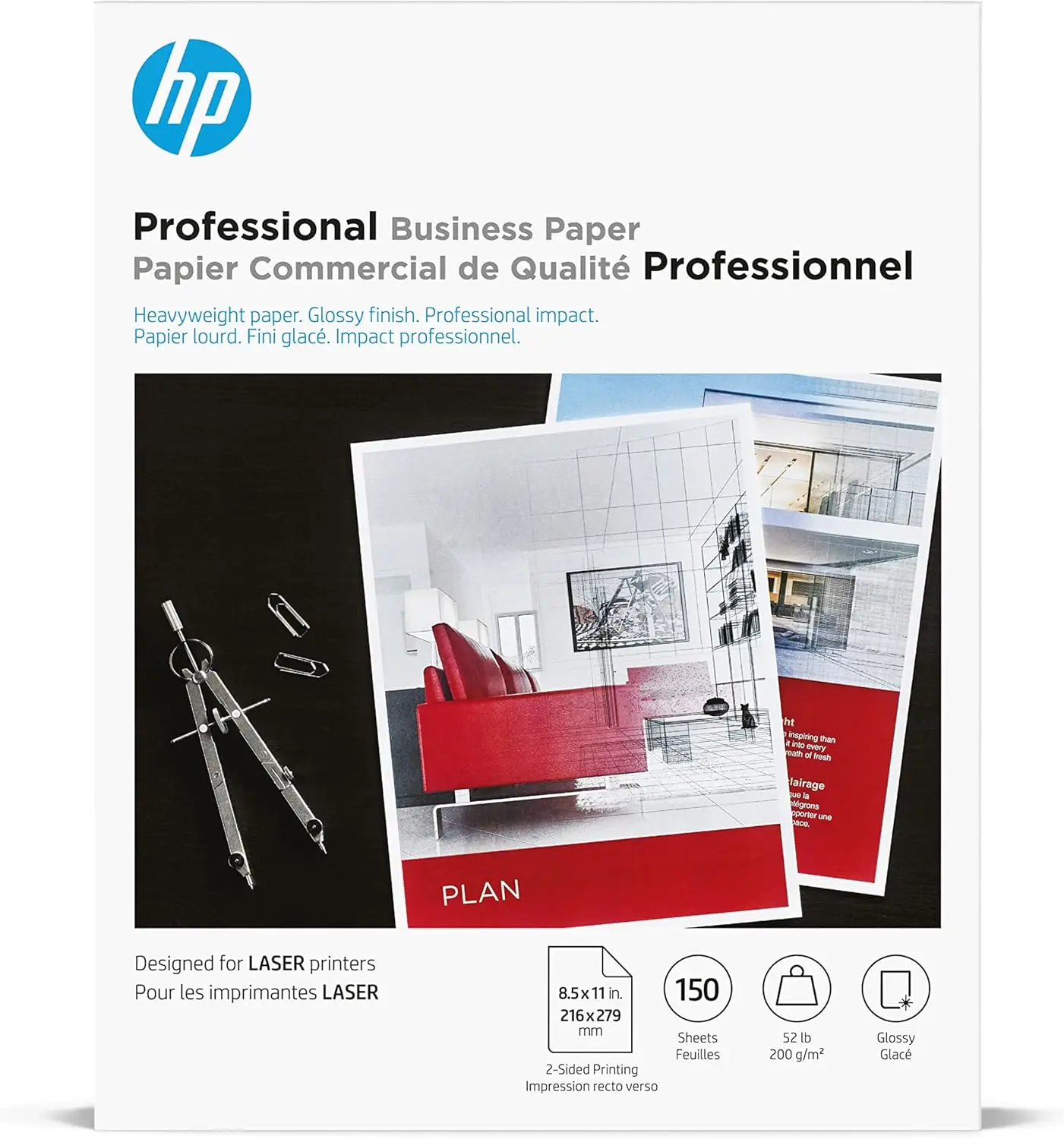Professional Business Paper, Glossy 8.5x11 in, 52 lb, 150 Sheets for Laser Printers, Print-Shop Quality
Professional Business Paper, Glossy 8.5x11 in, 52 lb, 150 Sheets for Laser Printers, Print-Shop Quality