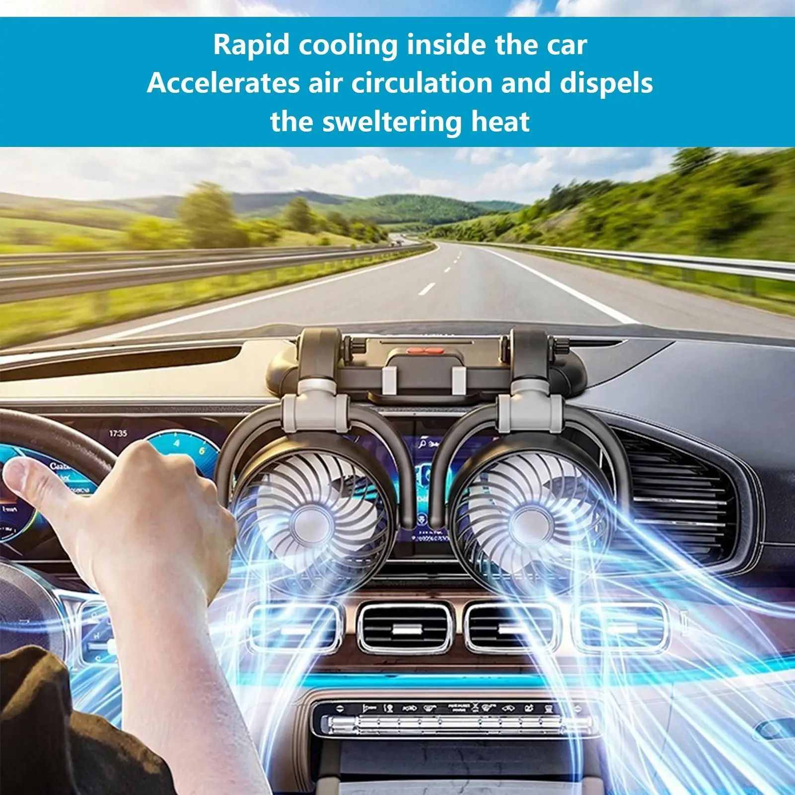 Car USB Fan Double Head Rotatable 3-Speed Quiet Strong Airflow Desk Fan For Automobile Outdoors Vehicle Travel Road Trip
Car USB Fan Double Head Rotatable 3-Speed Quiet Strong Airflow Desk Fan For Automobile Outdoors Vehicle Travel Road Trip