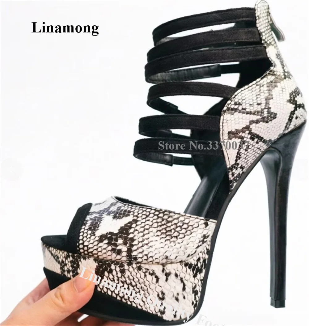 Linamong Grey Snakeskin Leather Patchwork Stiletto Heel Sandals Peep Toe Straps Cross High Platform Thin Heel Party Heels
Linamong Grey Snakeskin Leather Patchwork Stiletto Heel Sandals Peep Toe Straps Cross High Platform Thin Heel Party Heels