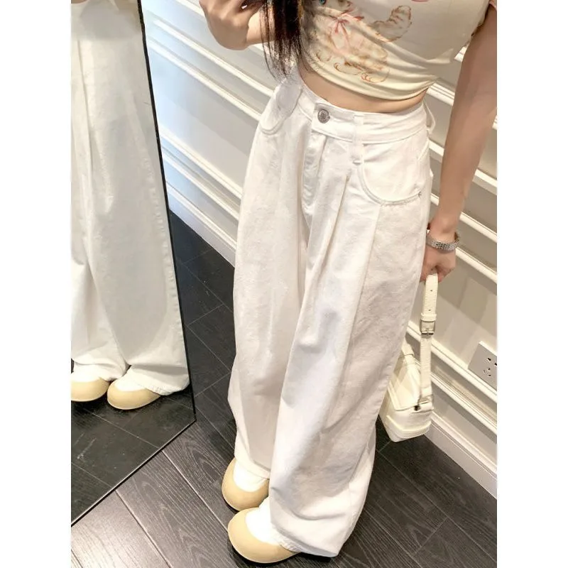 2024 High Waist Ruched White Wide Leg Jeans Women's Summer Thin Loose Slimming Straight Pants
2024 High Waist Ruched White Wide Leg Jeans Women's Summer Thin Loose Slimming Straight Pants