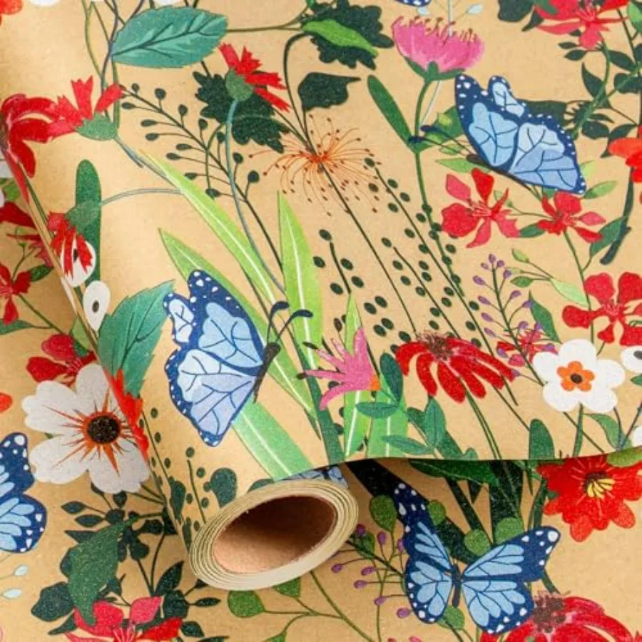 Kraft Flowers Wrapping Paper, Butterflies and Flowers Mini Roll Gift Wrap for Birthday, Valentines, Mothers day, Graduation, We
Kraft Flowers Wrapping Paper, Butterflies and Flowers Mini Roll Gift Wrap for Birthday, Valentines, Mothers day, Graduation, We