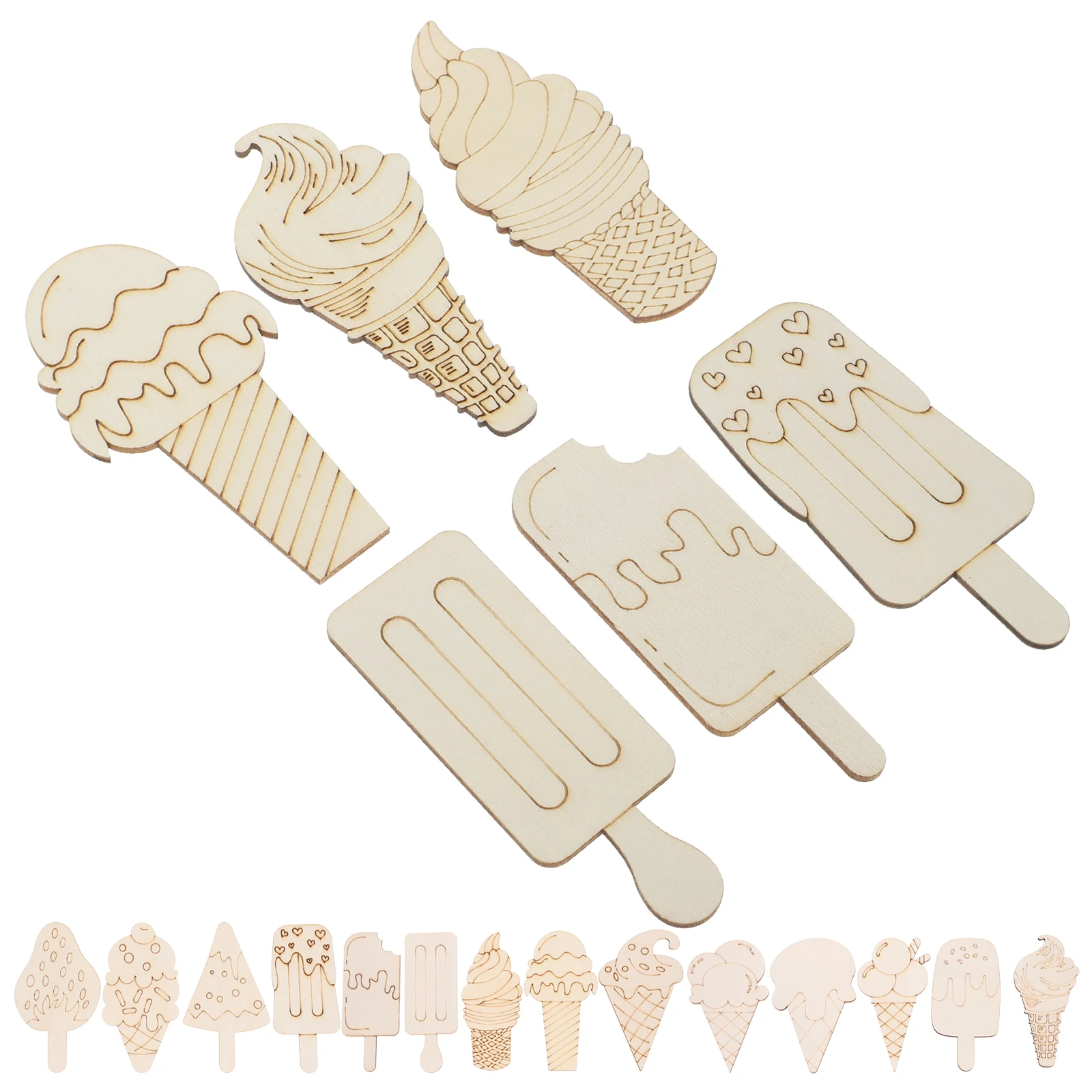 70Pcs DIY Craft Wooden Slices Ice Cream Cutouts Unfinished Chips Safe for Kids Party Hanging Decoration Wooden Slices
70Pcs DIY Craft Wooden Slices Ice Cream Cutouts Unfinished Chips Safe for Kids Party Hanging Decoration Wooden Slices