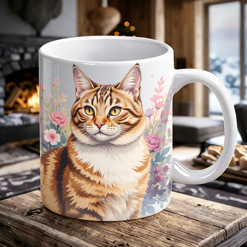 Boho Floral Tabby Cat Mug, Cute Ginger Kitty Ceramic Coffee Cup, milk cup, office tea cup, drinking cup, gift for friends
Boho Floral Tabby Cat Mug, Cute Ginger Kitty Ceramic Coffee Cup, milk cup, office tea cup, drinking cup, gift for friends