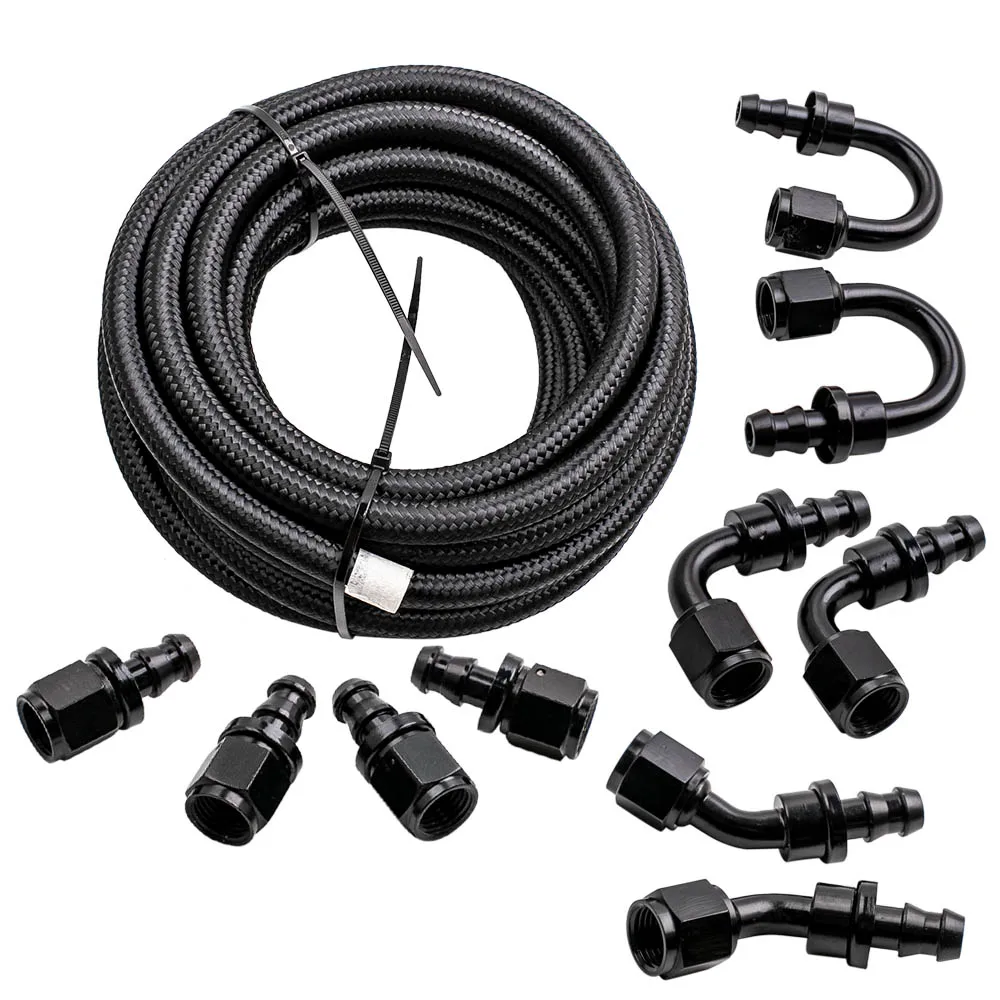 AN6 20FT Push Lock Hose End Nylon Stainless Steel Braided Fuel Oli Hose Line
AN6 20FT Push Lock Hose End Nylon Stainless Steel Braided Fuel Oli Hose Line
