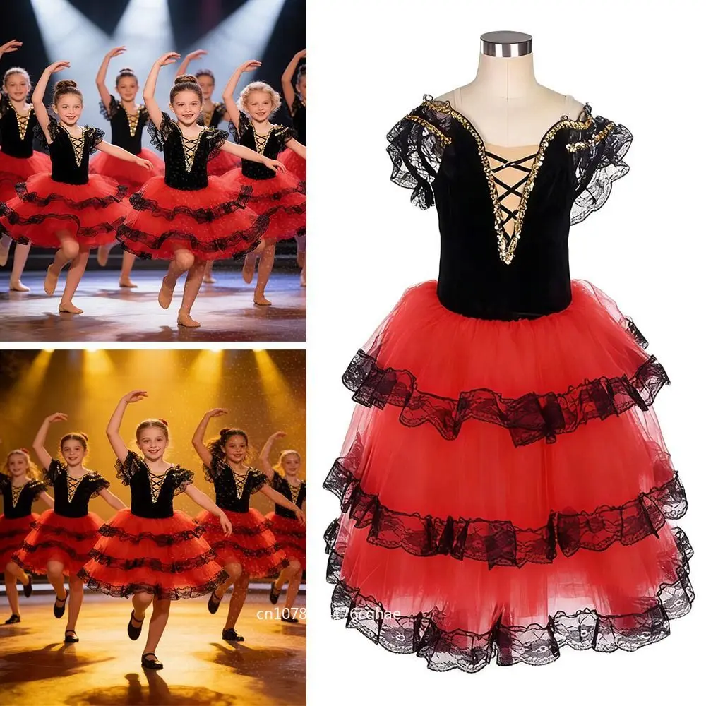 Spain Sequin Ballet Dress Red Professional Ballet Tutu Party Dress Long Dance Costumes Children
Spain Sequin Ballet Dress Red Professional Ballet Tutu Party Dress Long Dance Costumes Children