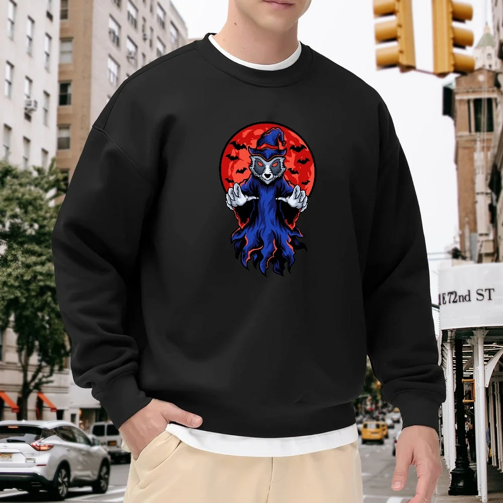 Men's Black Crew Neck Loose Sweatshirt with Cartoon Ghost Print, Street Fashion Casual Versatile Style, Comfortable and Breathable for Everyday Wear and Sports
Men's Black Crew Neck Loose Sweatshirt with Cartoon Ghost Print, Street Fashion Casual Versatile Style, Comfortable and Breathable for Everyday Wear and Sports